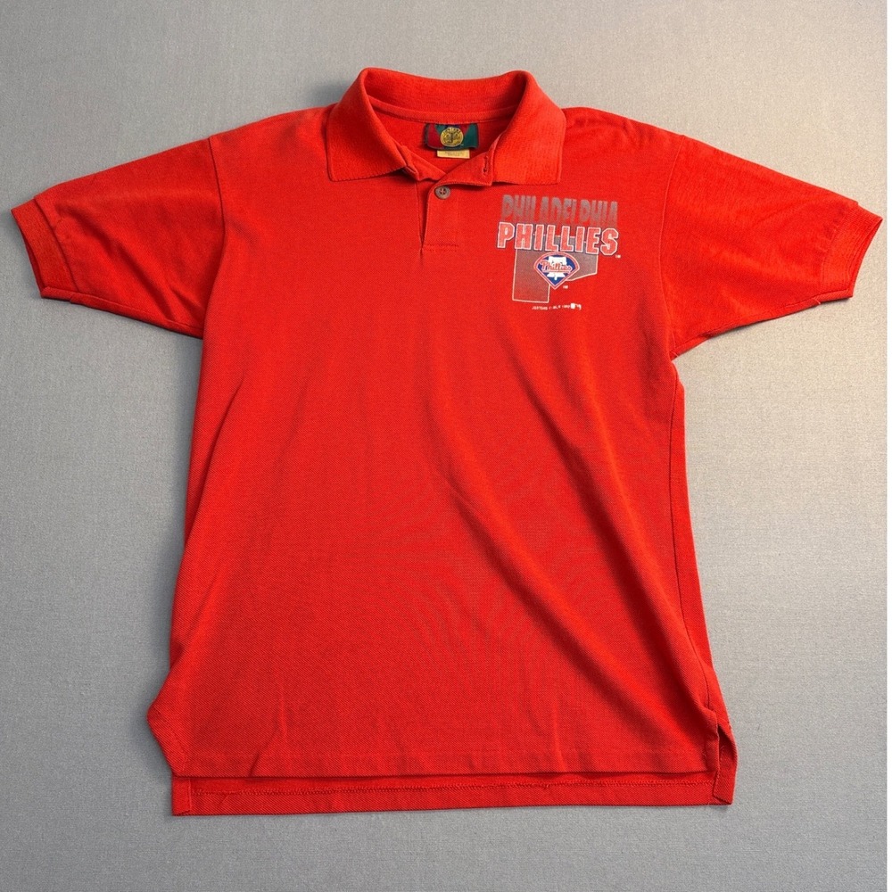 Vintage Jostens Philadelphia Phillies Red Polo Shirt Mens Small MLB Baseball